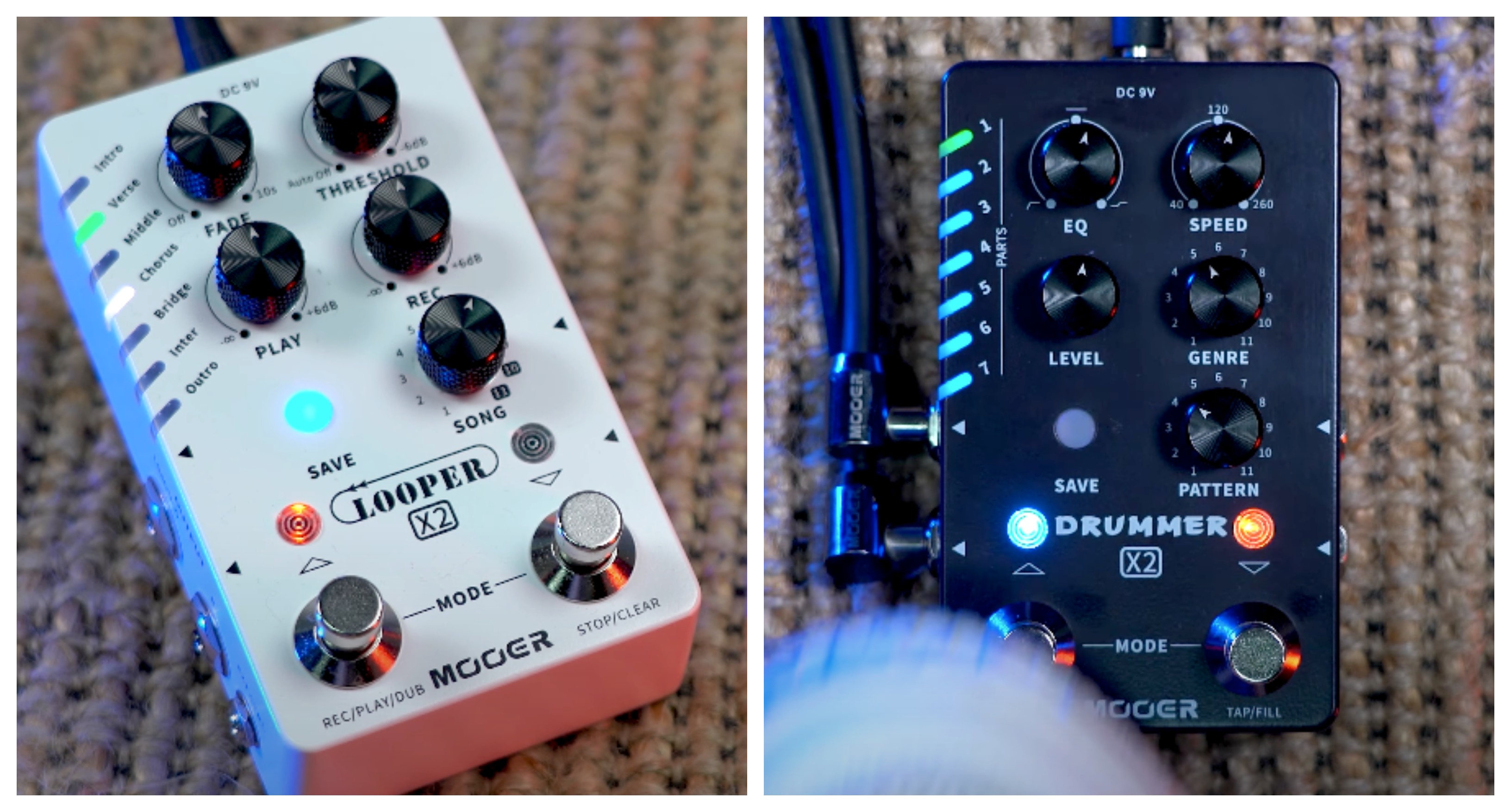 Mooer Looper X2 y Drummer X2 un looper de 300 minutos y una caja de